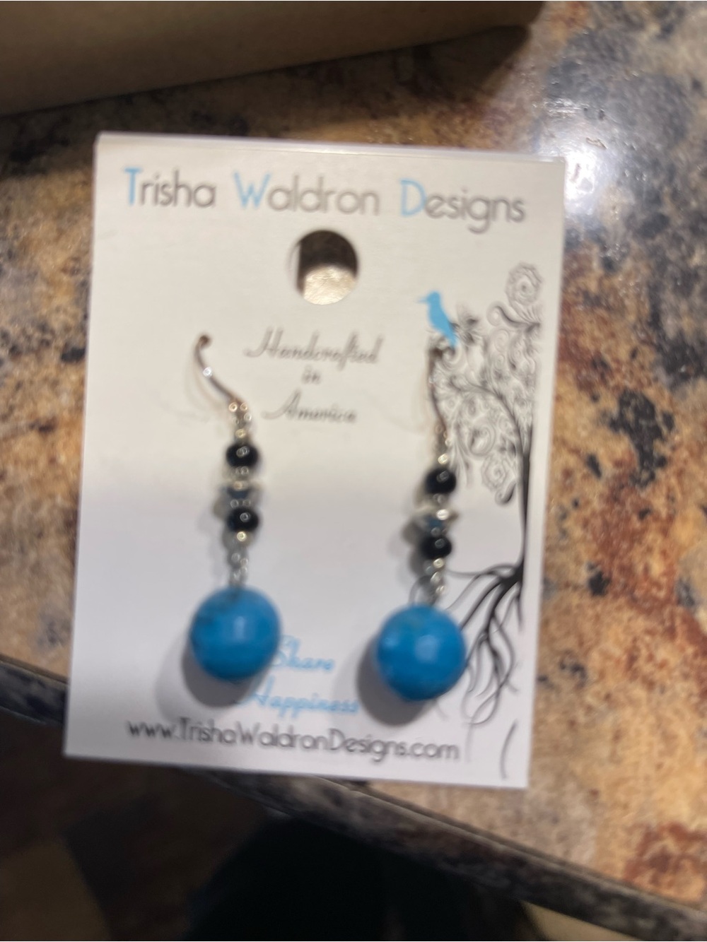 Blue Bead Dangle Earrings